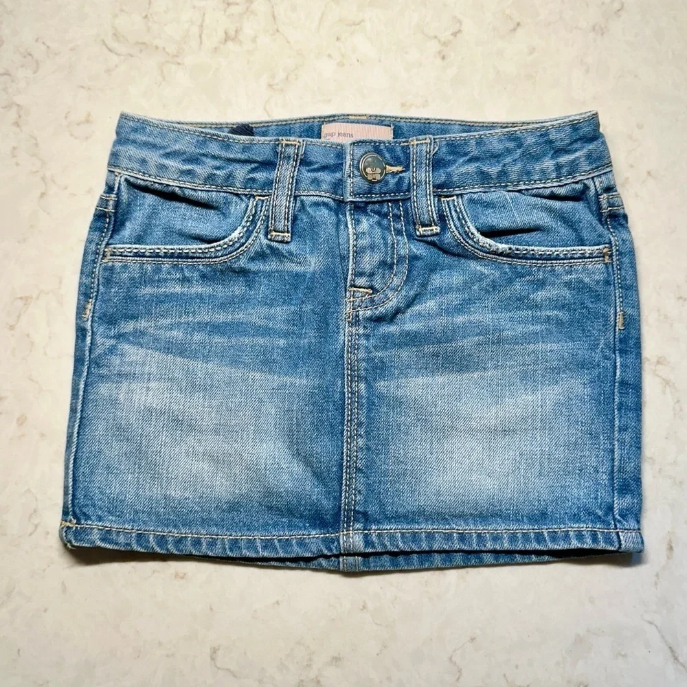 GAP KIDS/BABY GAP/OLD NAVY, SET/3, GIRLS SKIRTS. GAP KIDS, BLUE DENIM SKIRT.